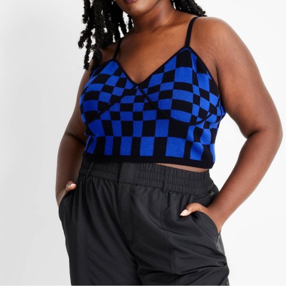 Future Collective w/ Kahlana Barfield Brown V-Neck Bralette Sweater Tank‎ Top